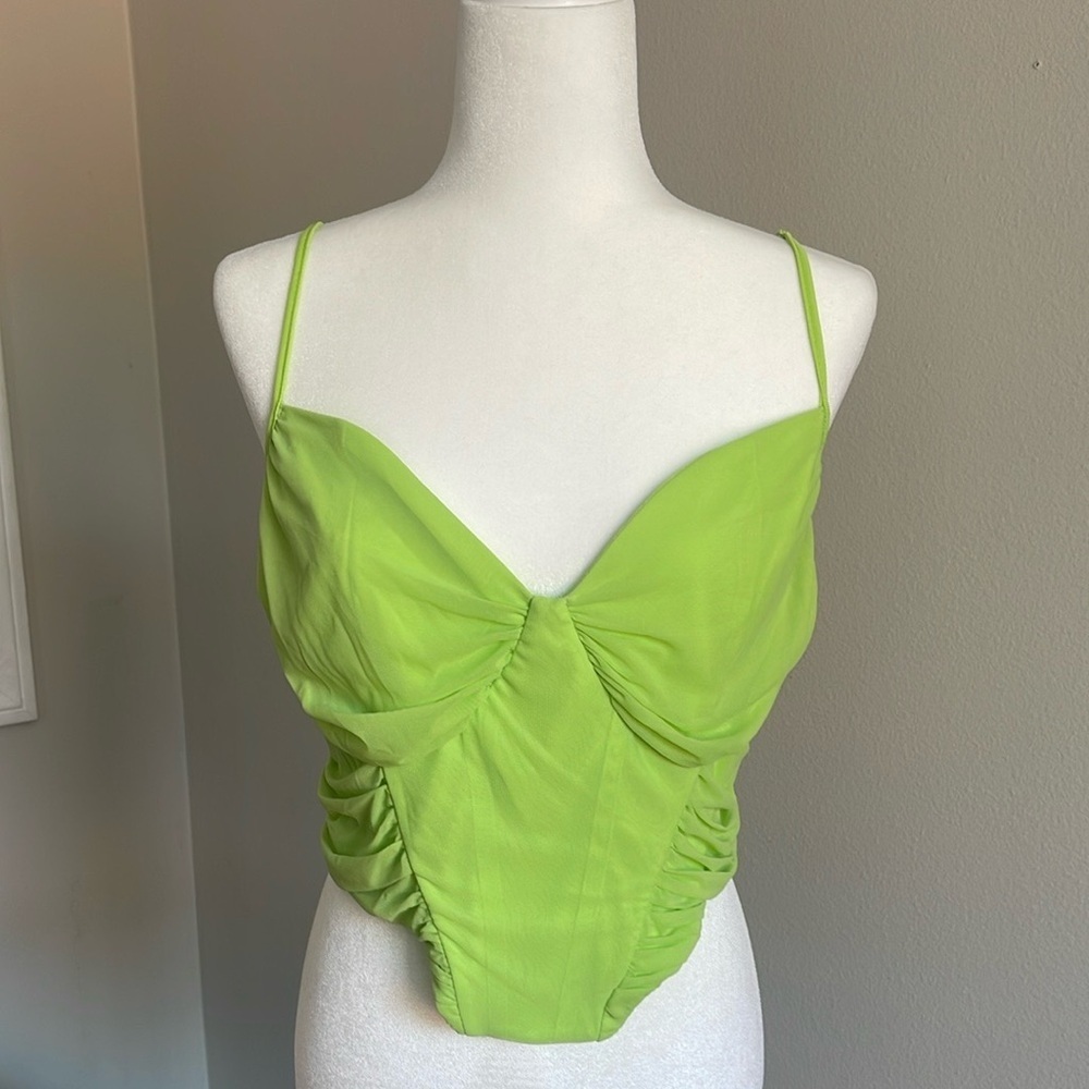 NEW Lime Green Ruched Crop Top Size 2X
